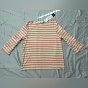 AMOUR VERT Cecelia Reverie Knit Tee - Rose and Ivory stripe 3/4 Tee BNWT